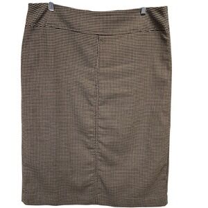 Chadwicks of Boston Vintage Y2K 16T Lined Houndstooth Knee Length Brown Black